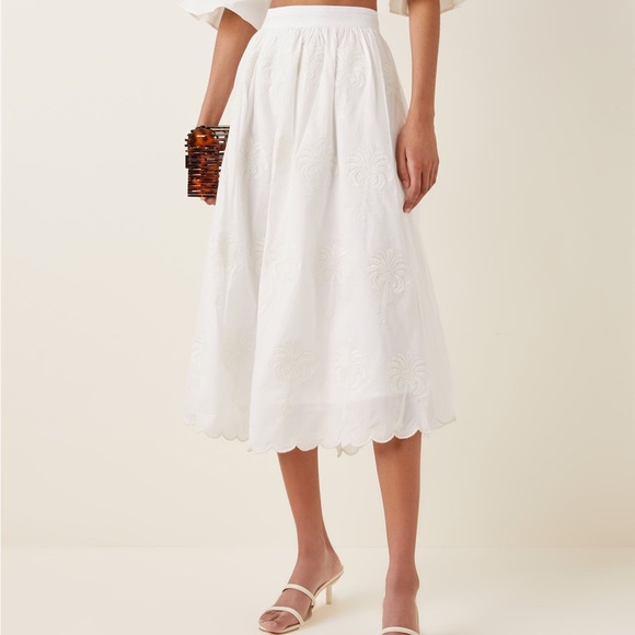 ๐ AGUA by AGUA BENDITA Curcuma Embroidered Cotton Skirt Pineapple Embroidery M - Picture 3 of 9